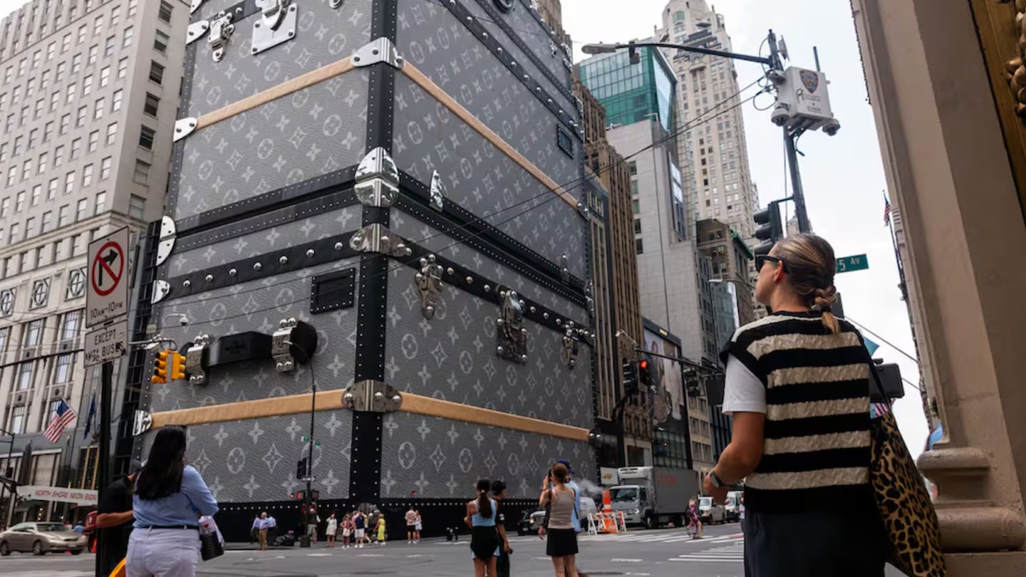The 19-story façade of the Louis Vuitton luxury store in Manhattan, New York City.