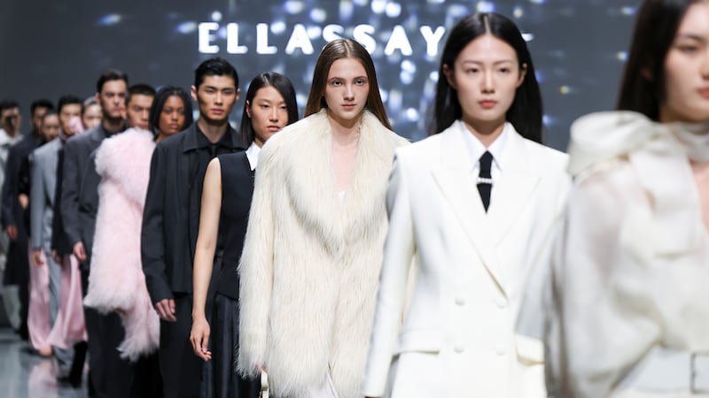 Models walk the runway for Chinese fashion brand Ellassay.