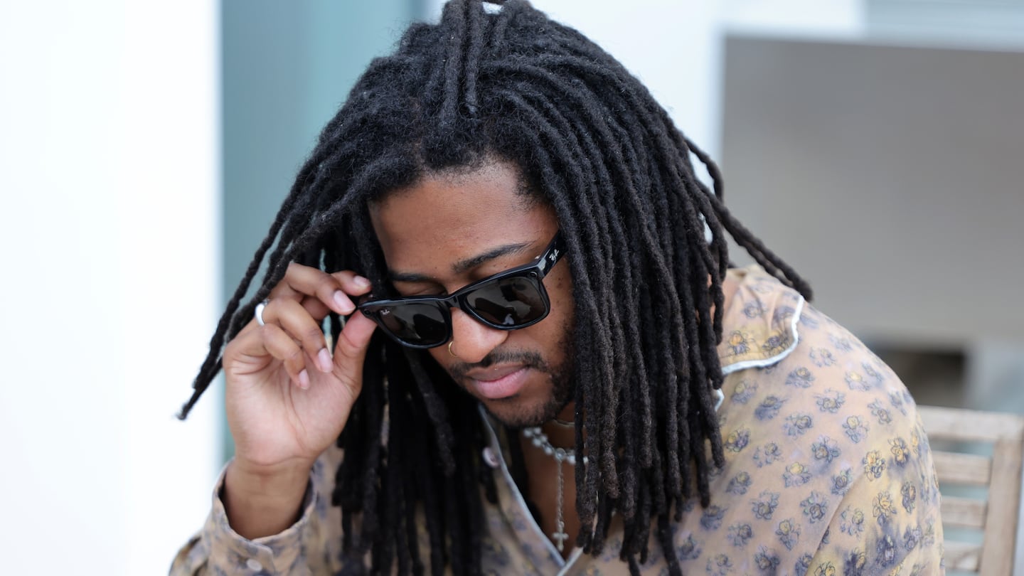 Austin Millz is seen with the Ray-Ban Meta Smart Glasses at the Meta Sonic Listening Party during Miami Art Week on December 09, 2023 in Miami, Florida.